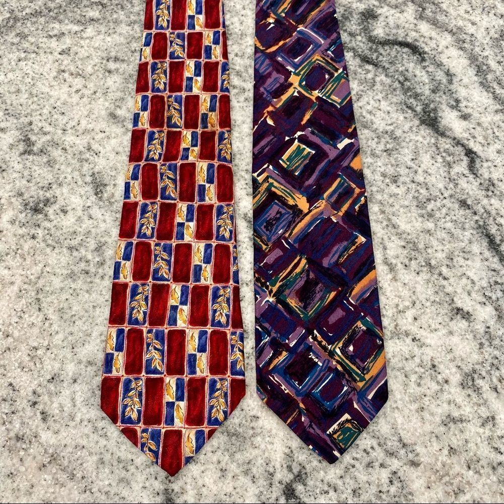 Pair of Vintage Abstract Ties Roberto Villini / Structure